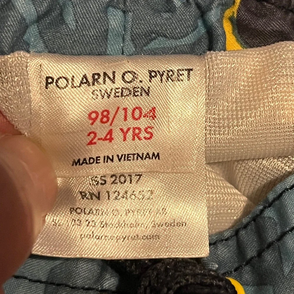 Polarn O. Pyret Sweden Toucan Tropical Swim Trunks Board Shorts Teal 2-4 years‎